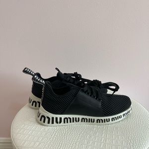 Miu Miu Black Mesh Sneakers with White Sole